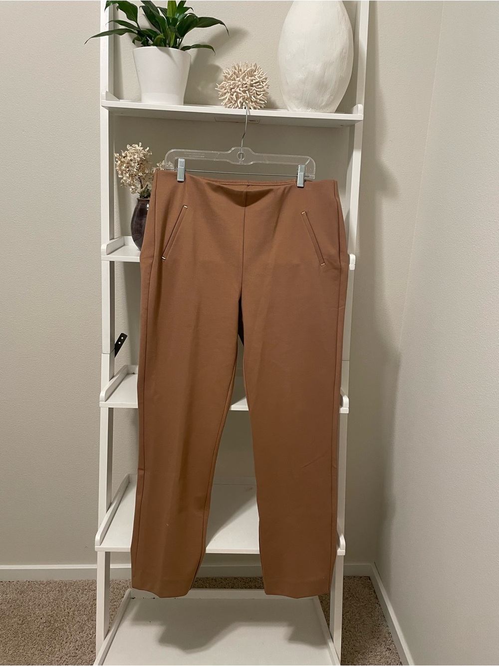 Chico's Ponte Straight-Leg Trousers in Camel Brown